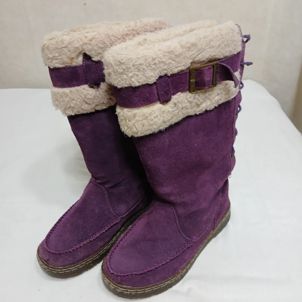 Bearpaw Purple Suede Wool Lined Cold Weather Boots Women's Size 6